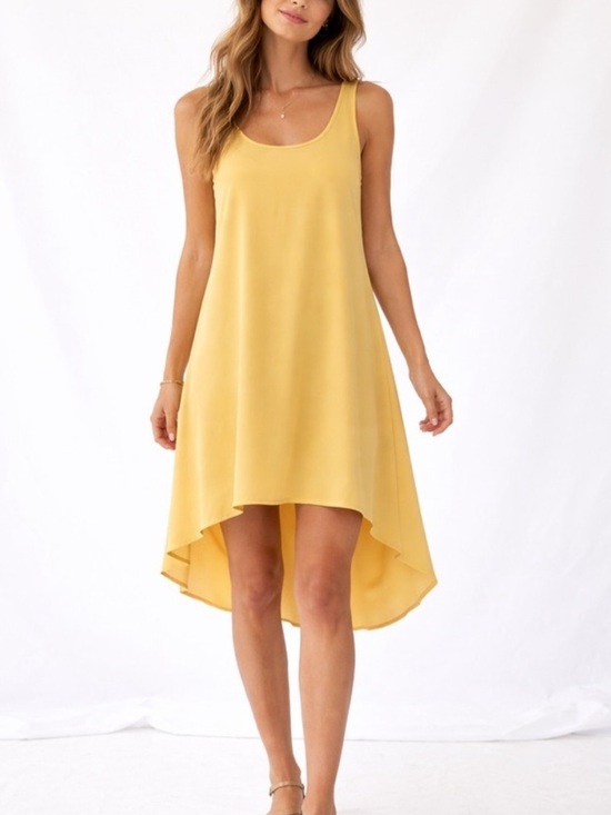 A/X Armani Exchange Dresses & Skirts - 100% Silk High-Low Racerback Dress Yellow Size 6 Spring 2014 Flowing Layered
